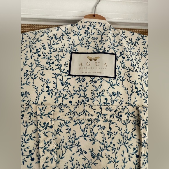 AGUA BY AGUA BENDITA Alheli Mangle Noche Dress Blue White Dress NWT LARGE L - Picture 11 of 11